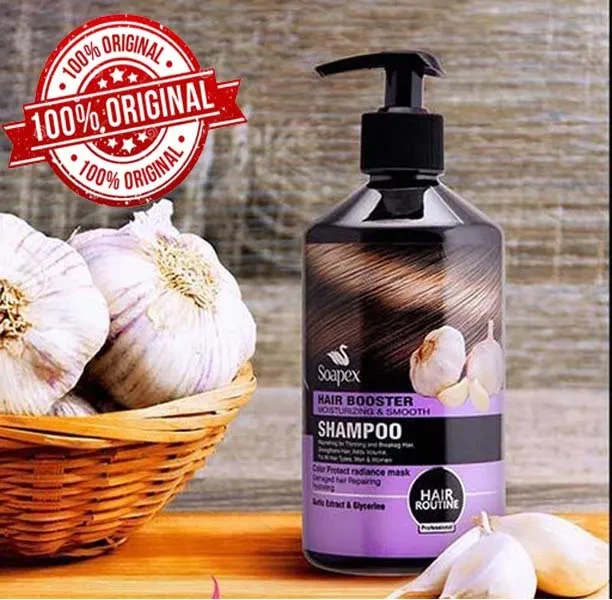 Soapex Hair Booster Moisturizing & Smooth Garlic Shampoo-Best Anti-Dandruff Shampoo for Strong, Silky Hair | Organic Garlic & Onion